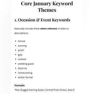 NWOT Poshmark Keyword Guide: Trending”Core” Keywords+January Keyword Themes